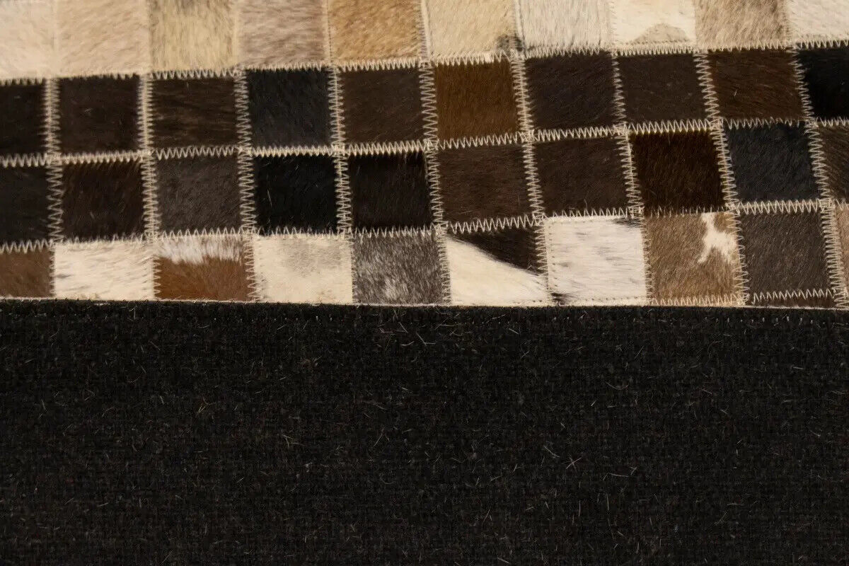 Hand-Crafted Modern Cowhide Leather Rug