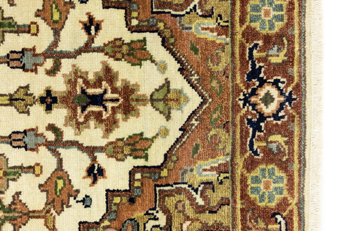 Heriz Serapi Oriental Runner Rug Geometric Design