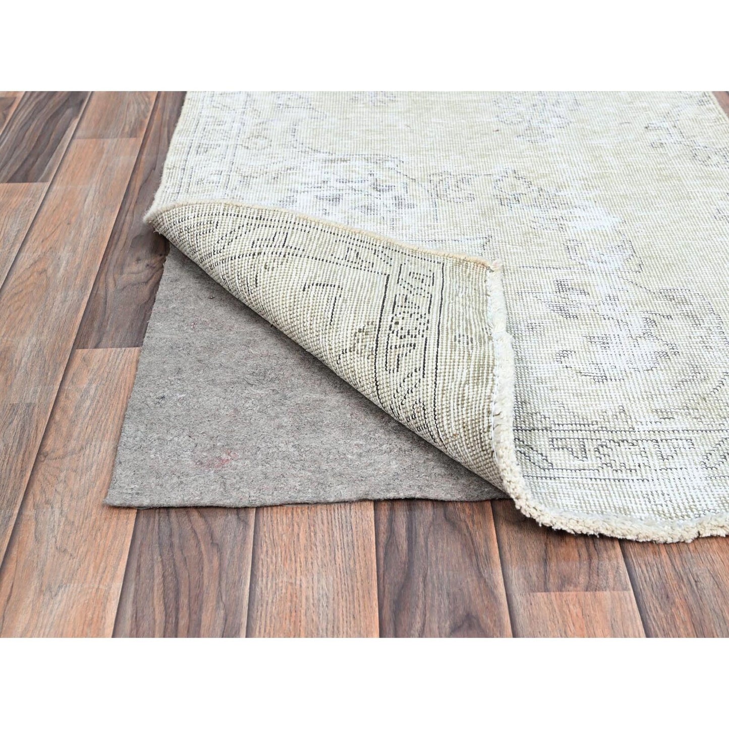 2'5"X7'6" White Fragment Pure Wool Vintage Zoroastrian Tebraz Oriental Rug