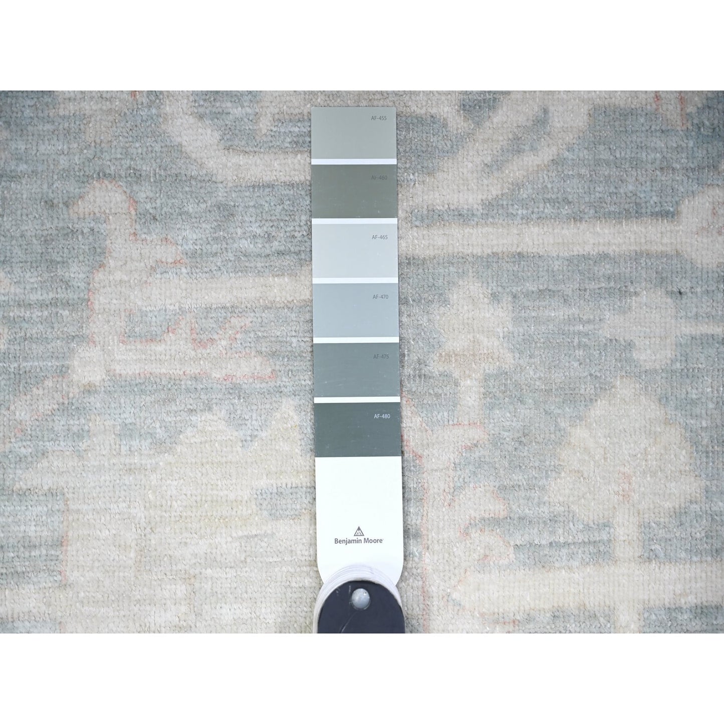 8'X9'7" Cadet Gray Finer Peshawar Soft Wool Hand Knotted Oriental Rug