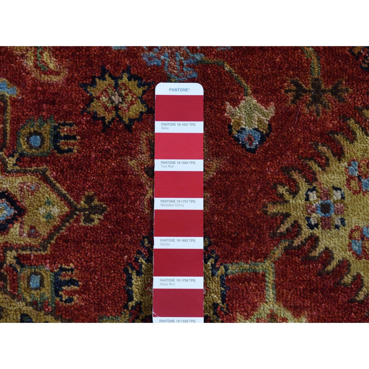 10'X10' Red Hand Knotted Karajeh Design Pure Wool Round Rug