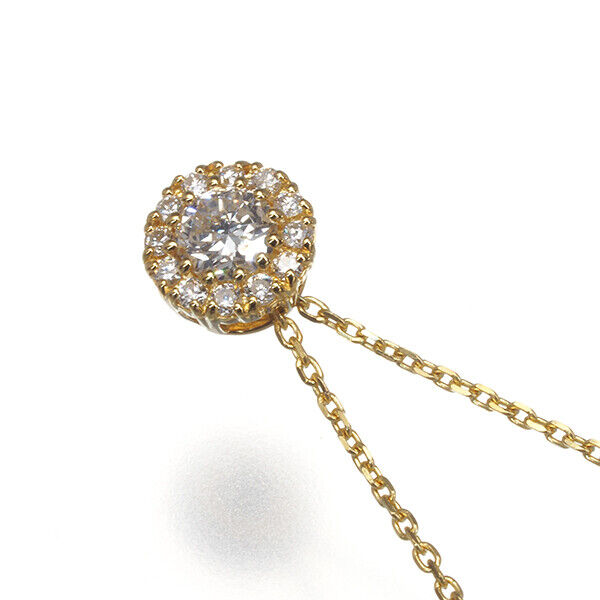 Diamond 0.16Ct/0.07Ct Circle Necklace 18K 750 Yellow Gold
