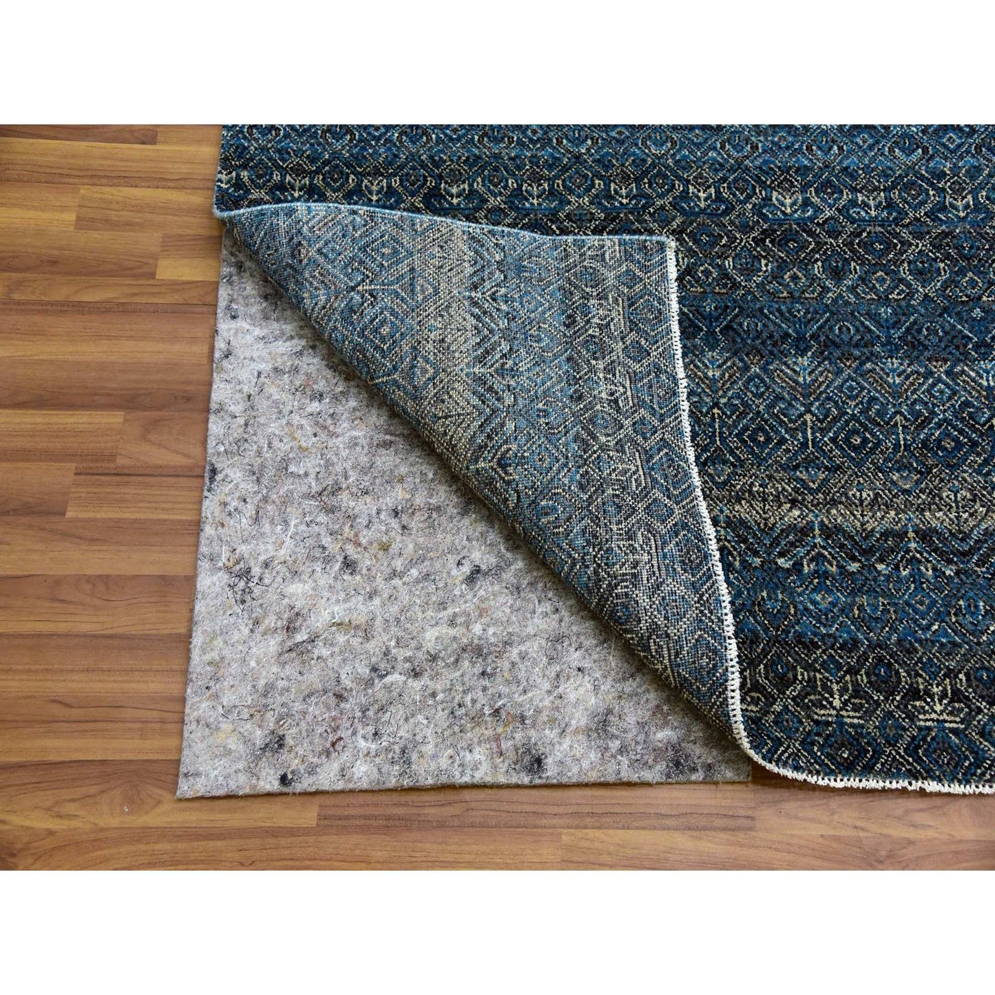 10'1"X10'1" Blue Hand Knotted Kohinoor Herrita Design Wool Square Rug