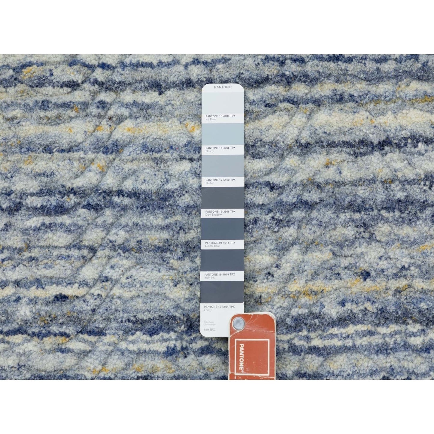 9'X11'9" Modern Blue Hand Loomed Design Organic Wool Oriental Rug