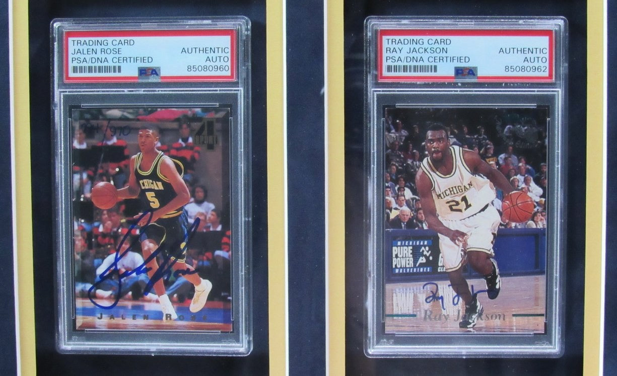 Michigan Fab 5 Signed Trading Cards W/16X20 Photo