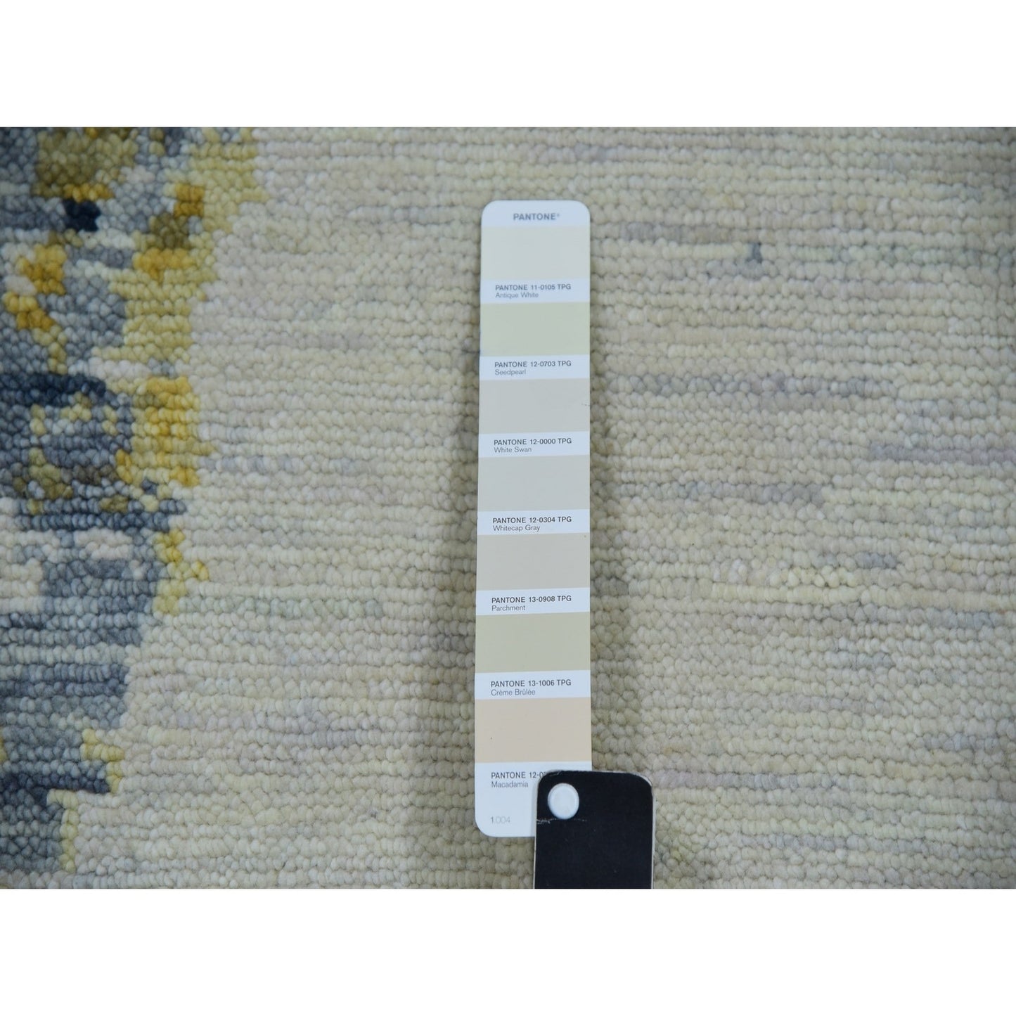 12'1"X13'10" White Abstract Design 100% Wool Hand Knotted Oversized Rug