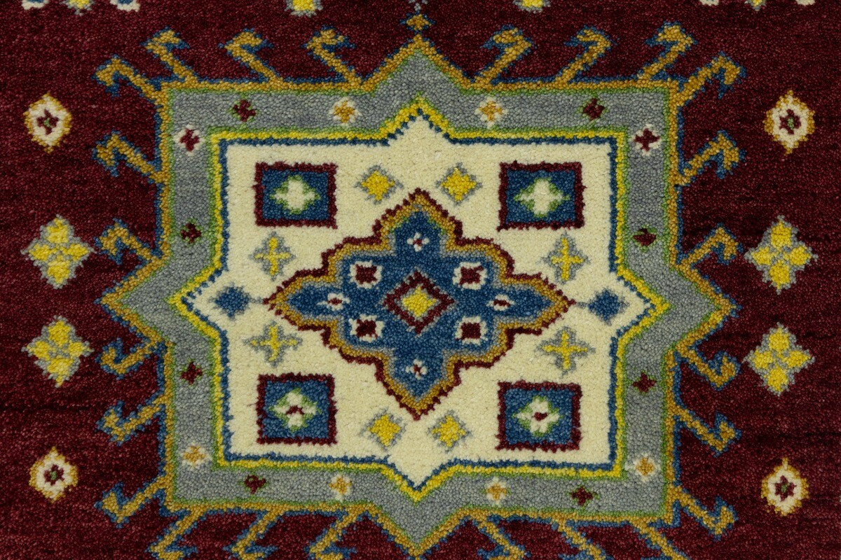 Kazak Maroon Red Geometric Tribal Oriental Rug