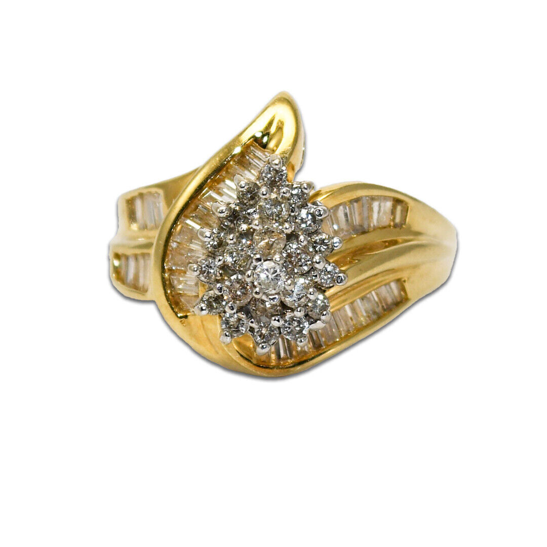 Vintage 12k Yellow Gold 0.75ct Diamond Cluster