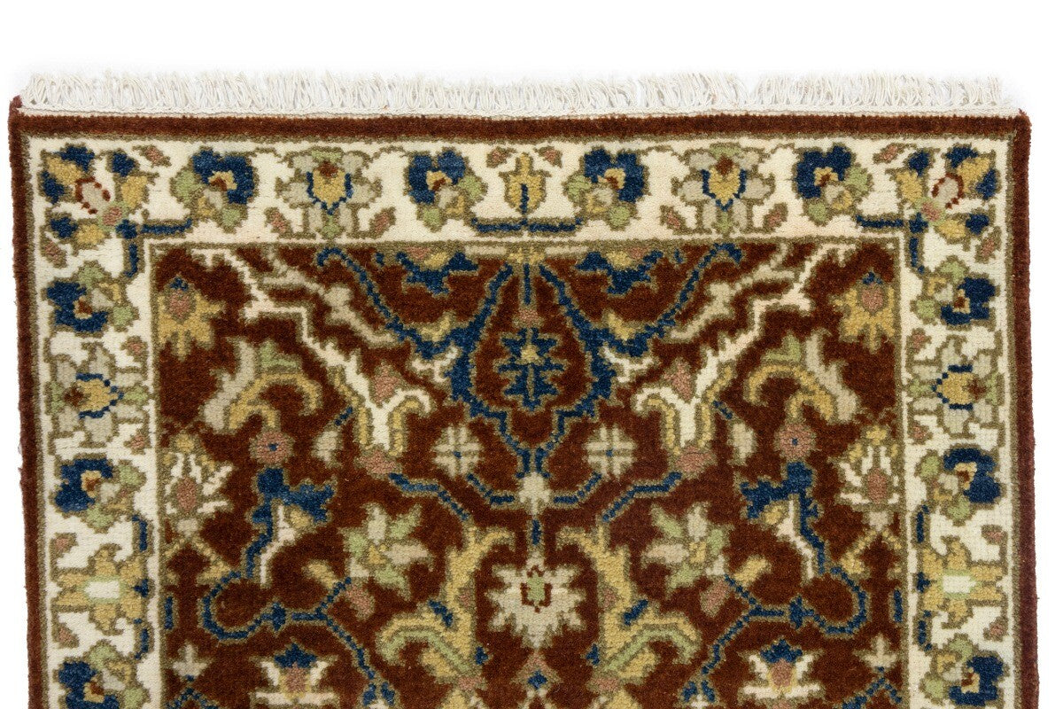 Handmade Rust Floral Chobi Rug Small Entryway