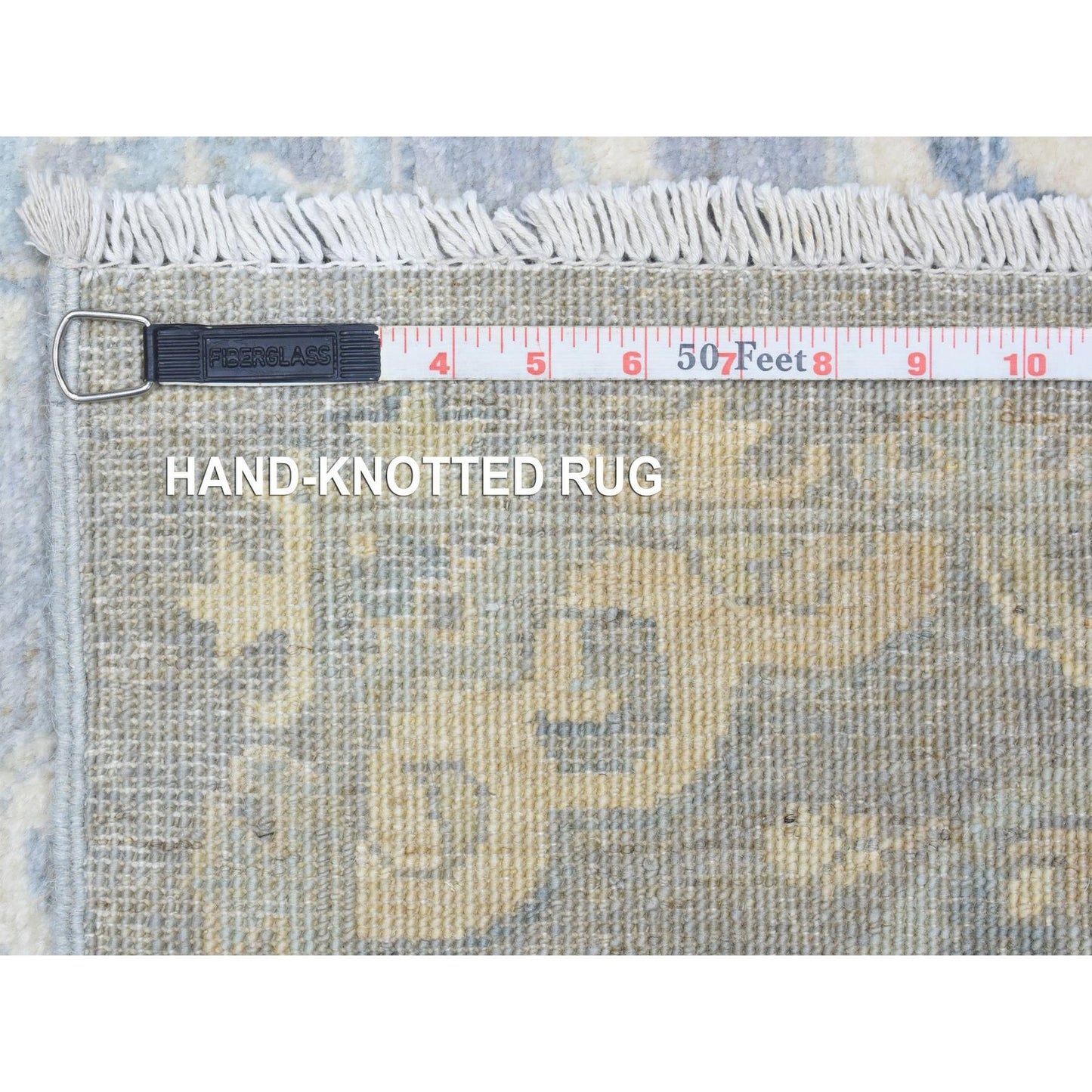 2'8"X7'7" Light Gray, Fine Peshawar, Soft Wool Hand Knotted, Runner Rug