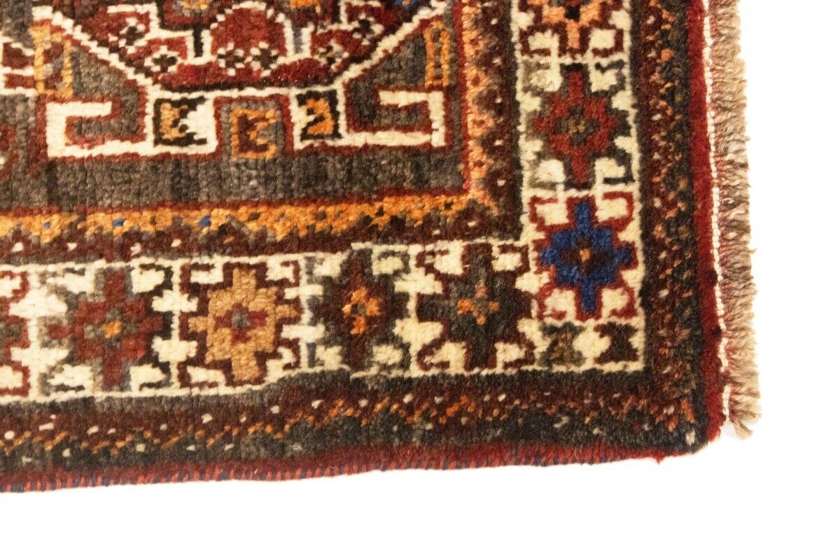 Tribal Vintage Oriental Rug Rusty Red Carpet