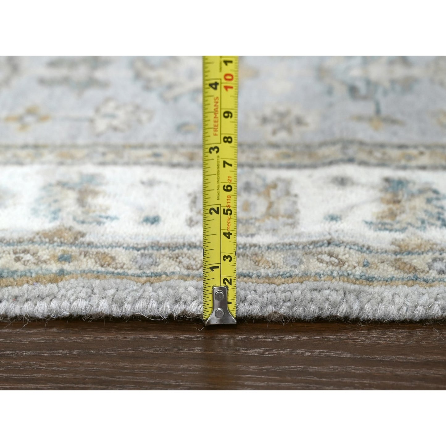 3'1"X5' Misty Gray Hand Knotted Karjihooz Design Wool Oriental Rug