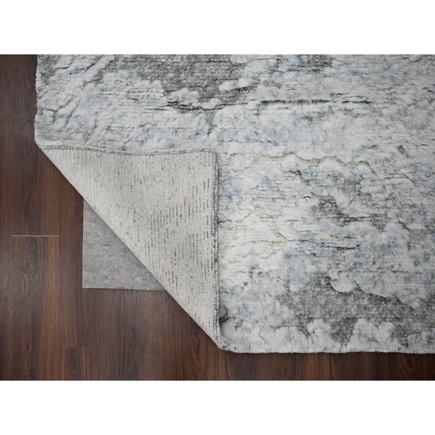 8'X9'10" Ivory Thick & Plush Moroccan Contemporary Wool Hand Knotted Rug