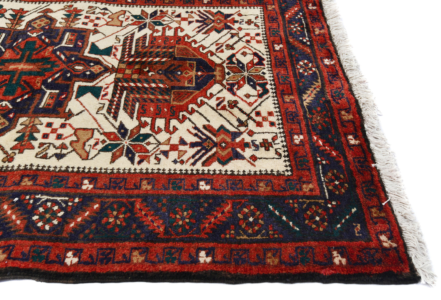 Vintage Hand-Knotted Tribal Runner Rug Wool