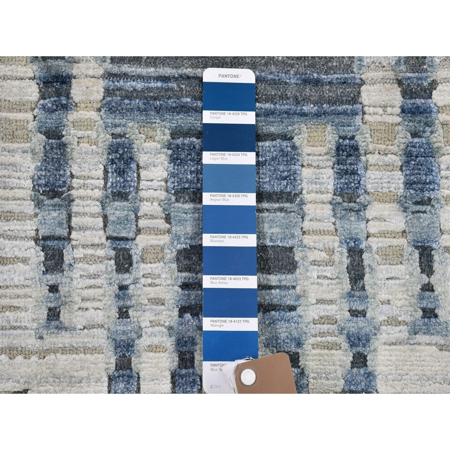 10'X10' Pure Silk And Textured Wool Square Zigzag With Graph Design Rug