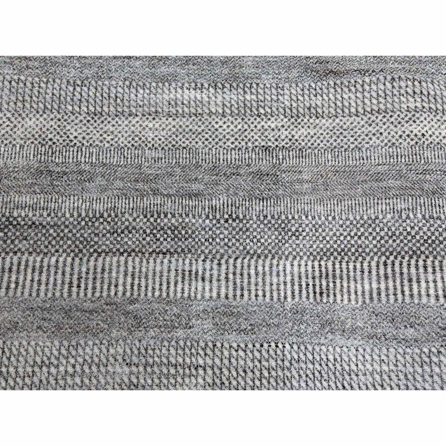 8'X10'3" Gainsboro Gray Wool And Silk Hand Knotted Grass Design Rug