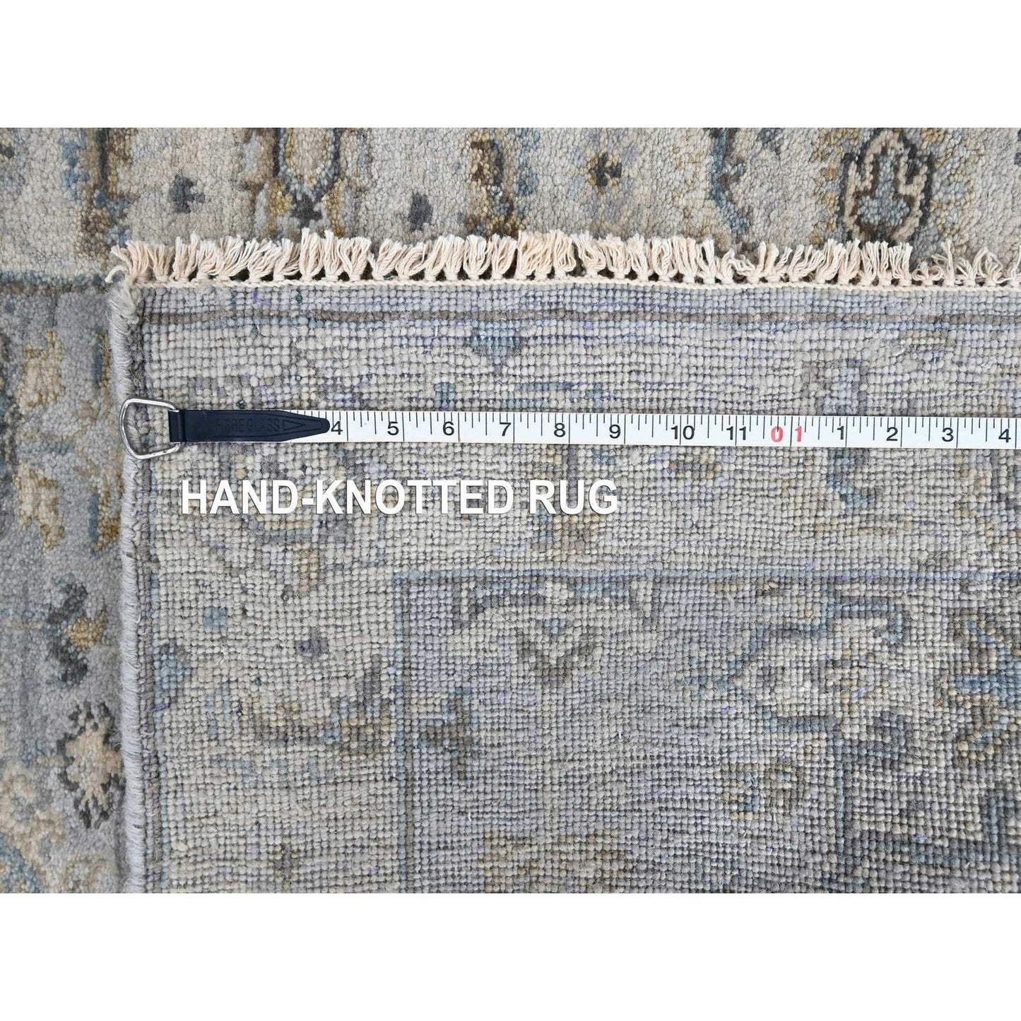 2'9"X21'10" Misty Gray Pure Wool Hand Knotted Karjihooz Design Runner Rug