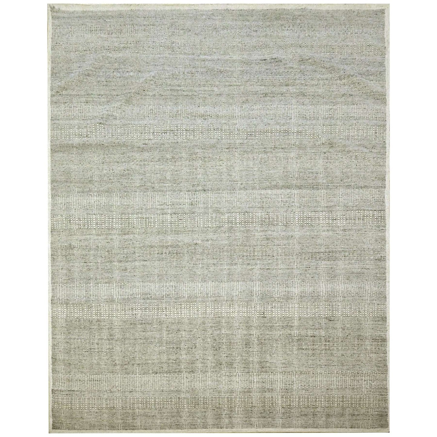 12'1"X14'10" Gray Grass Design Textured Wool Hand Knotted Xl Oriental Rug