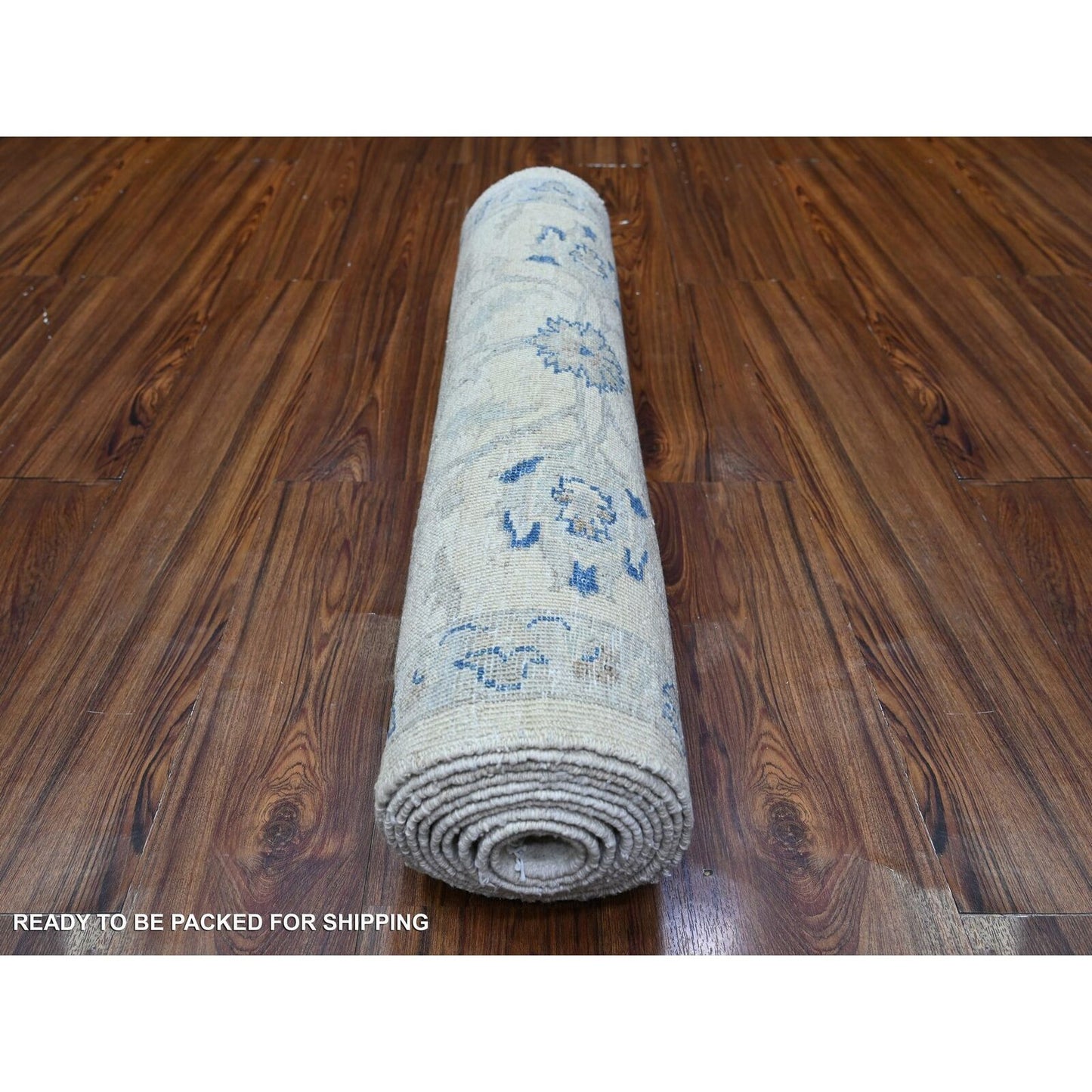 2'8"X11'10" White Hand Knotted Wool White Wash Peshawar Runner Rug