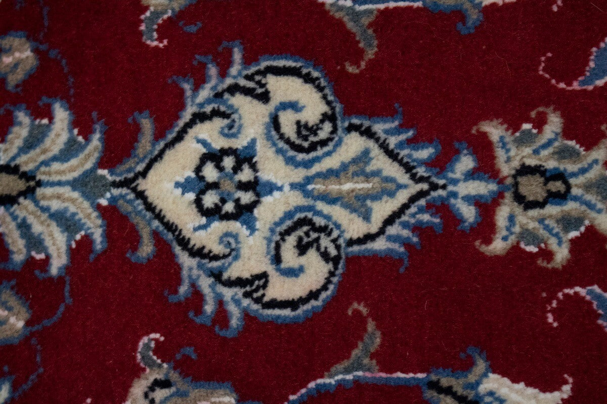 Hand-Knotted Red Area Rug Classic Floral Design