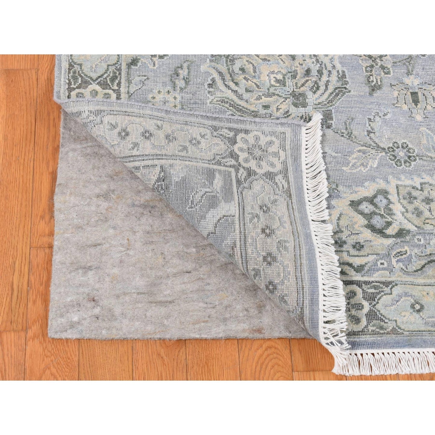 9'X12' Goose Gray Oushak Design Silk With Wool Hand Knotted Rug