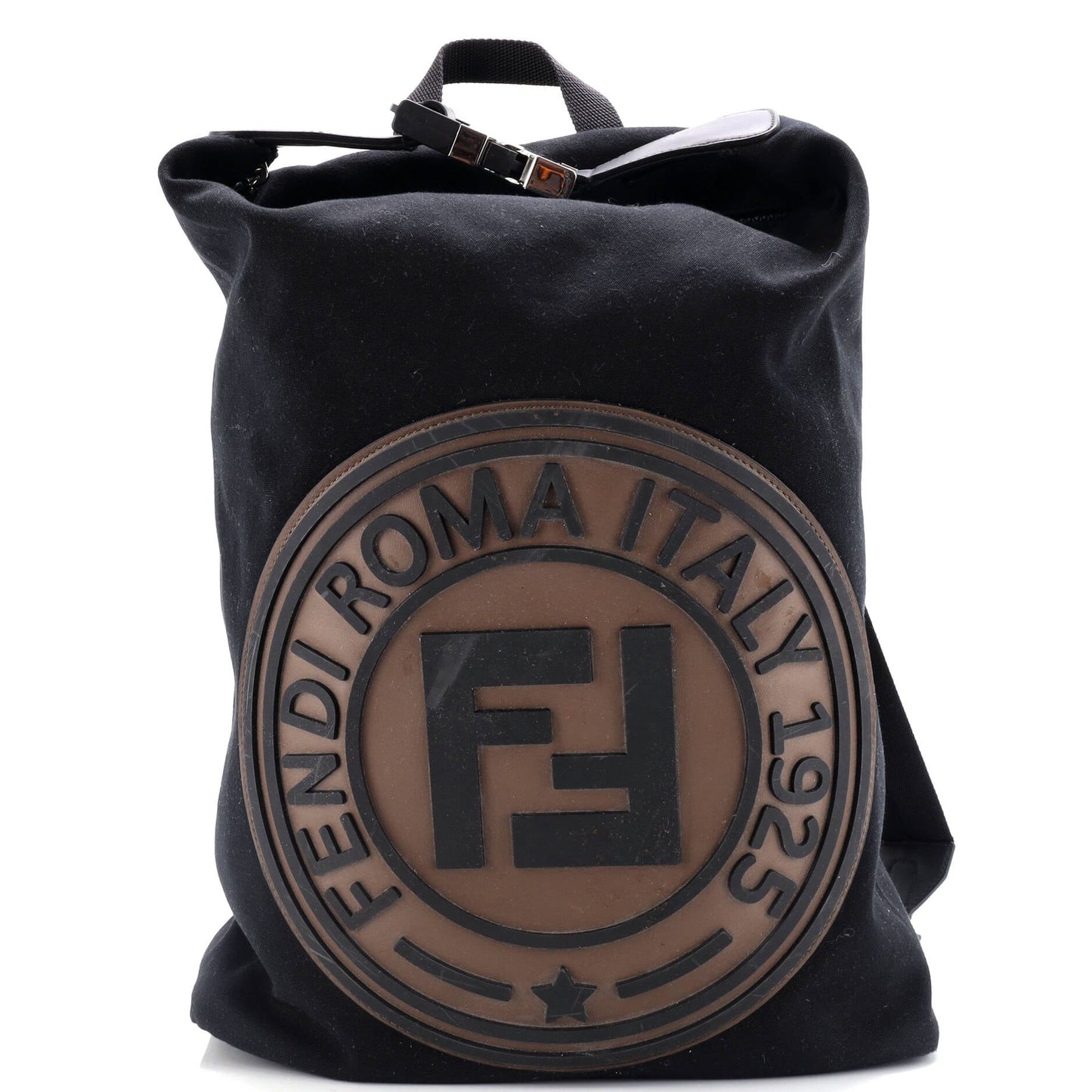 Fendi Ff Logo Stamp Buckle Backpack Canvas Large