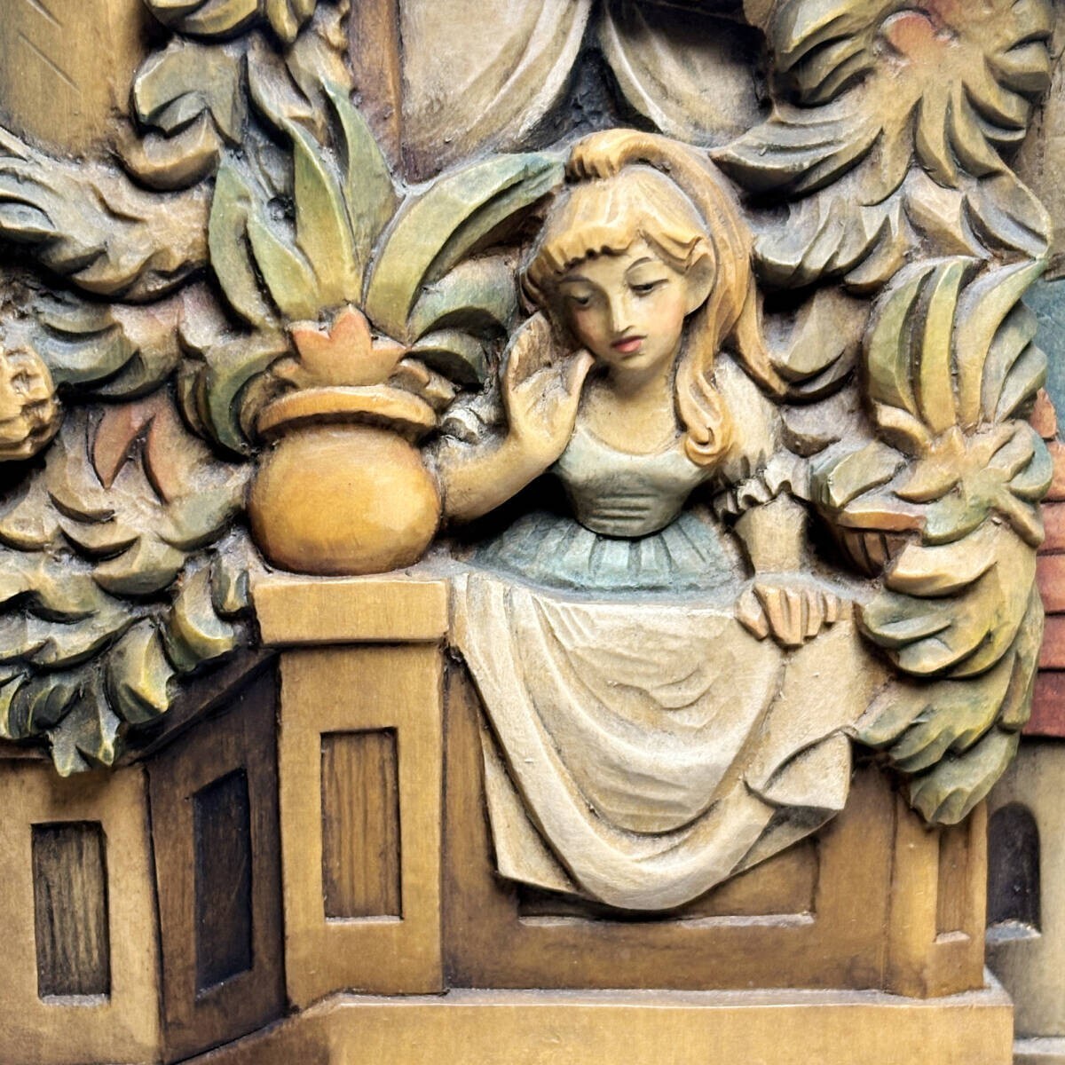 Anri Hand Carved Wood Carl Spitzweg Plaque Relief Mural Sculpture
