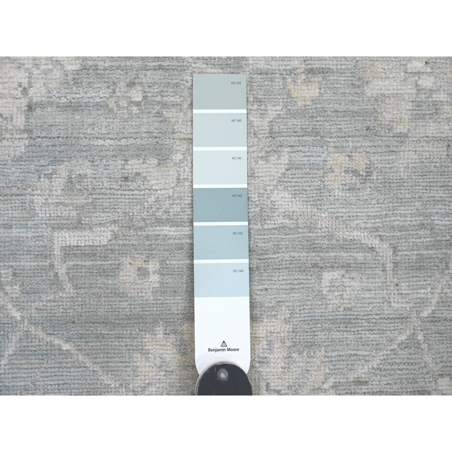 2'8"X11'7" Gray Stone Washed Peshawar Hand Knotted Pure Wool Runner Rug