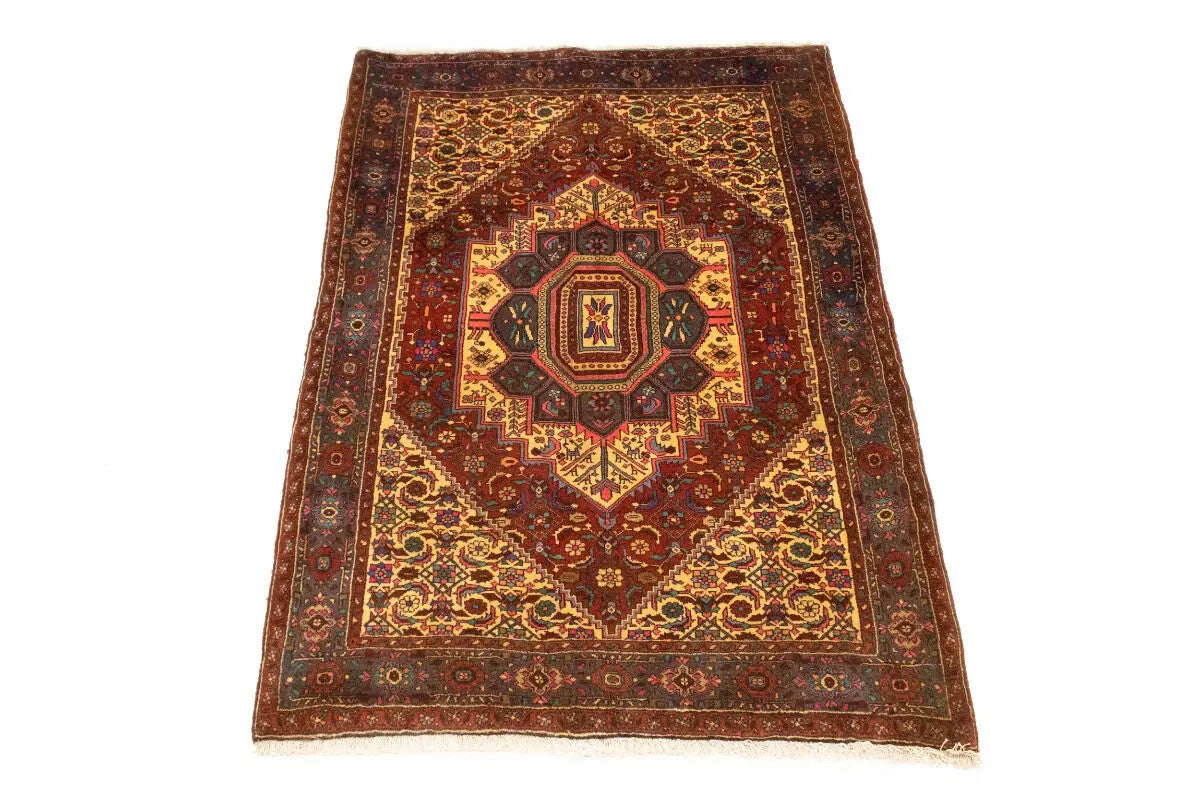 Vintage Handmade Oriental Rug Geometric Floral