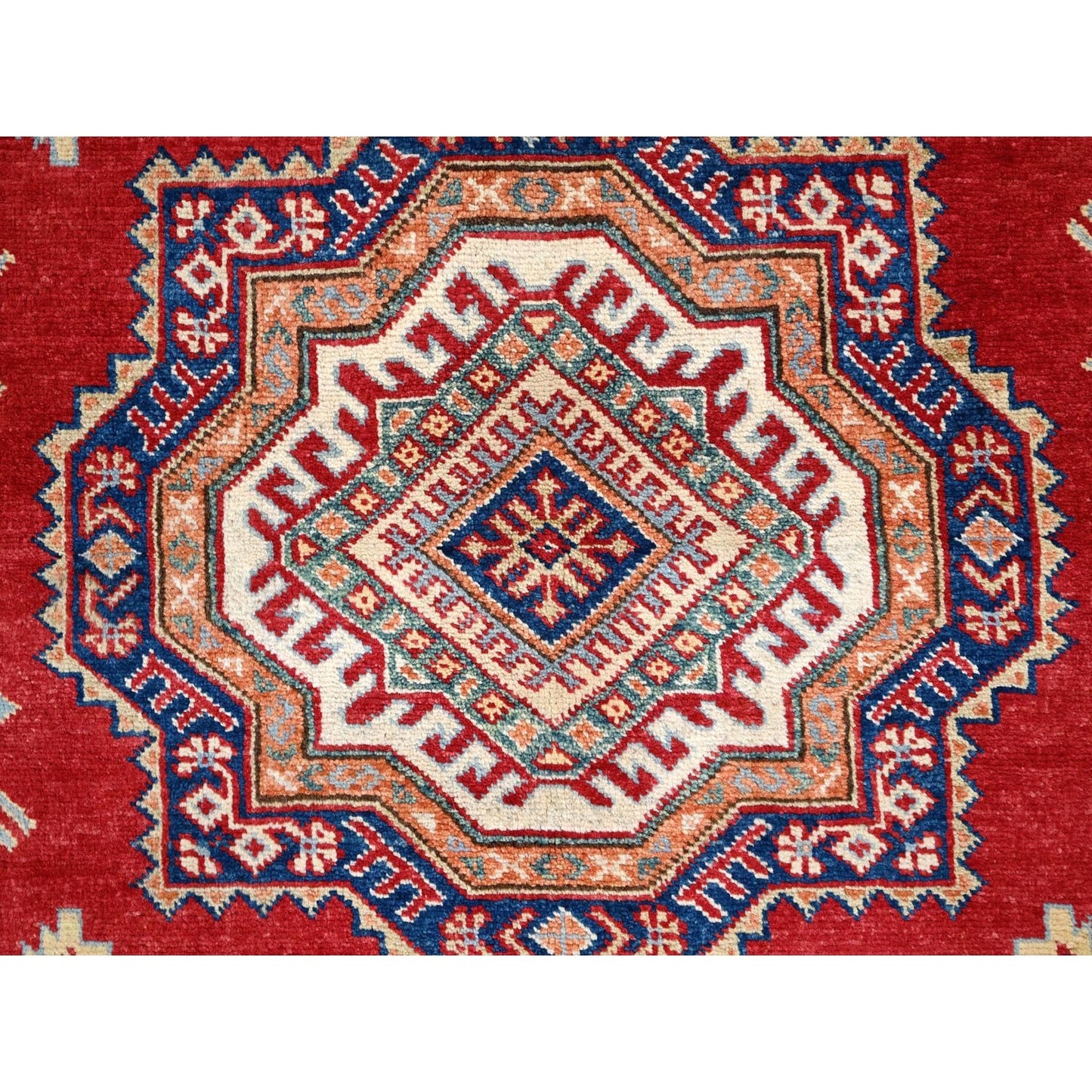 9'X9' Rufous Red Special Kazak Wool Hand Knotted Round Rug