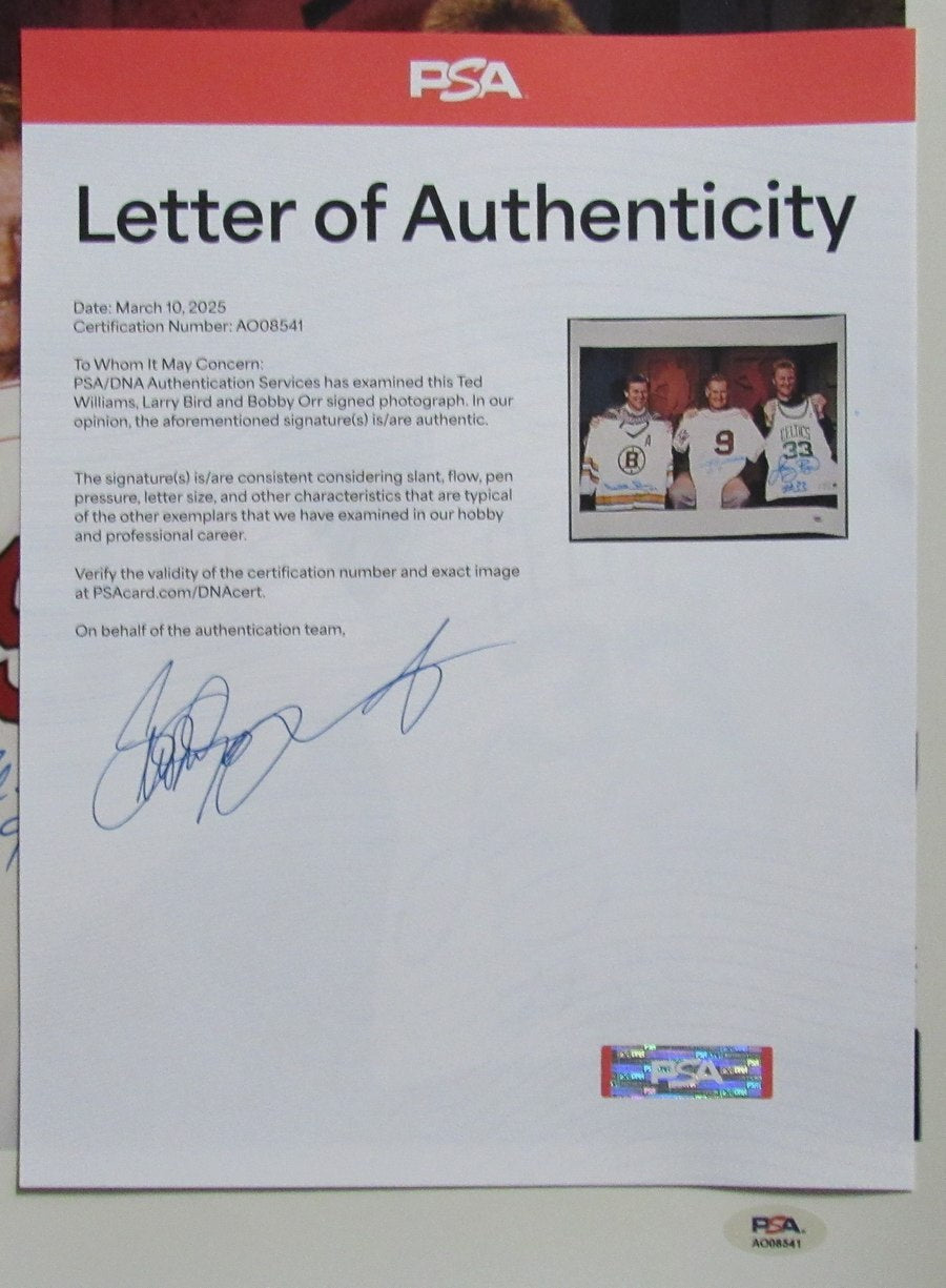 Bobby Orr/Ted Williams/Larry Bird Signed Boys Of