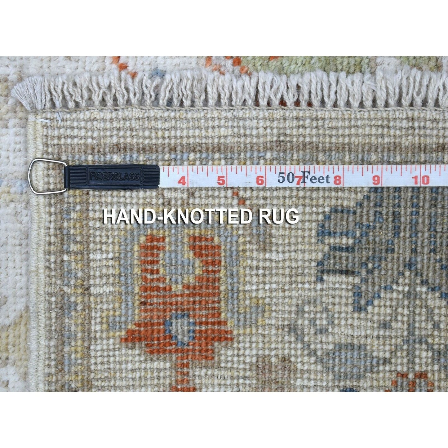 2'9"X15'6" Ivory Angora Oushak With Cypress Design Wool Hand Knotted Rug