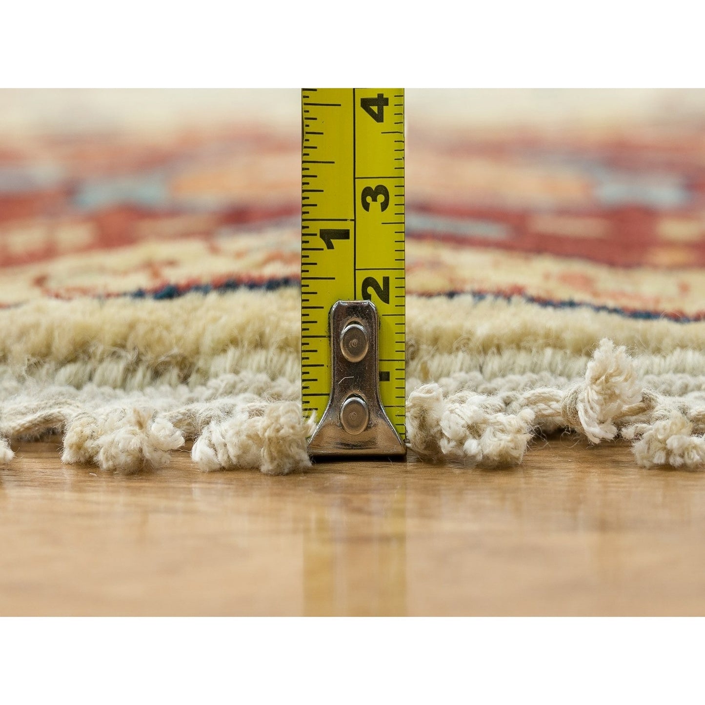 10'X10' Ivory Heris Re-Creation Hand Knotted Wool Round Oriental Rug