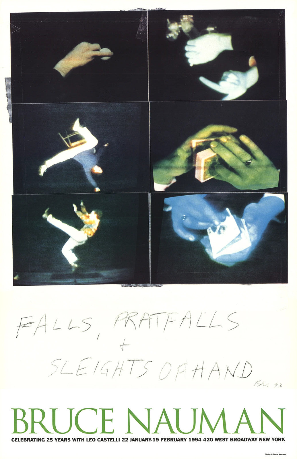 Bruce Nauman Falls Pratfalls + Sleights Of Hand " Poster Pop Ar