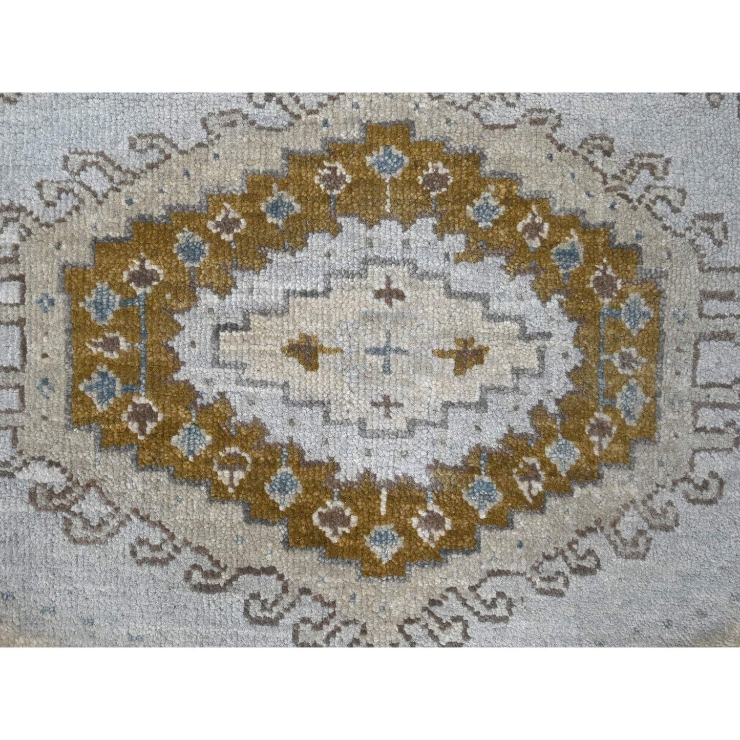 2'7"X5'10" Smoke Gray Zoroastrian Village Wool Hand Knotted Runner Rug