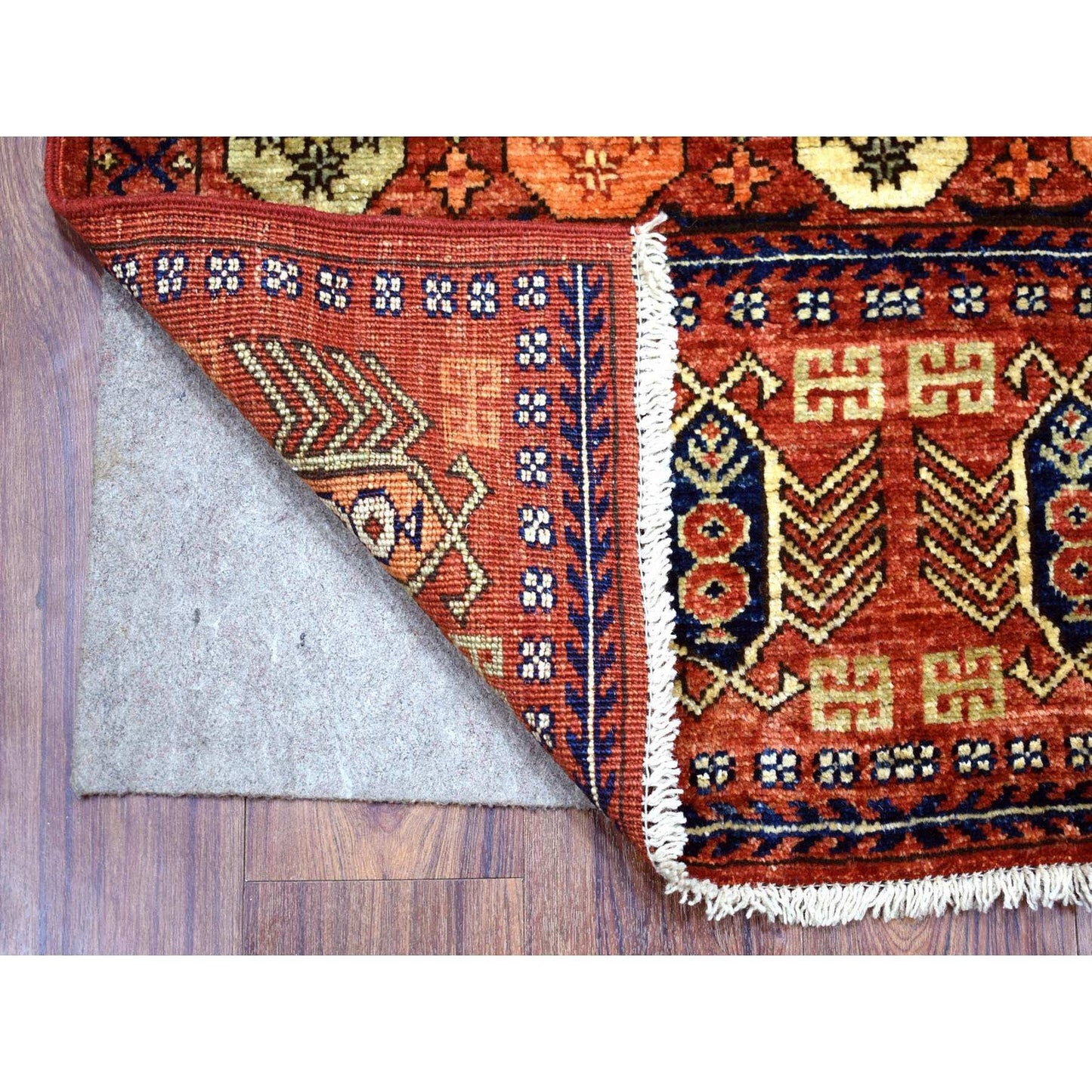3'1"X5'1" Red, Afghan Ersari, Animal Figurines Soft Wool Hand Knotted Rug