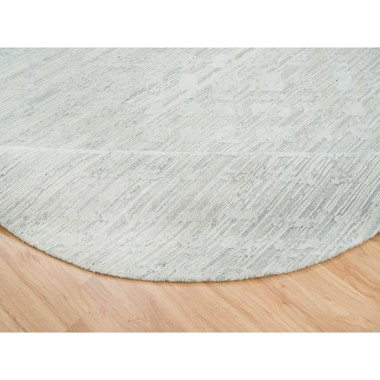 8'X8' Ivory Modern Design Undyed Natural Wool Hand Knotted Round Rug