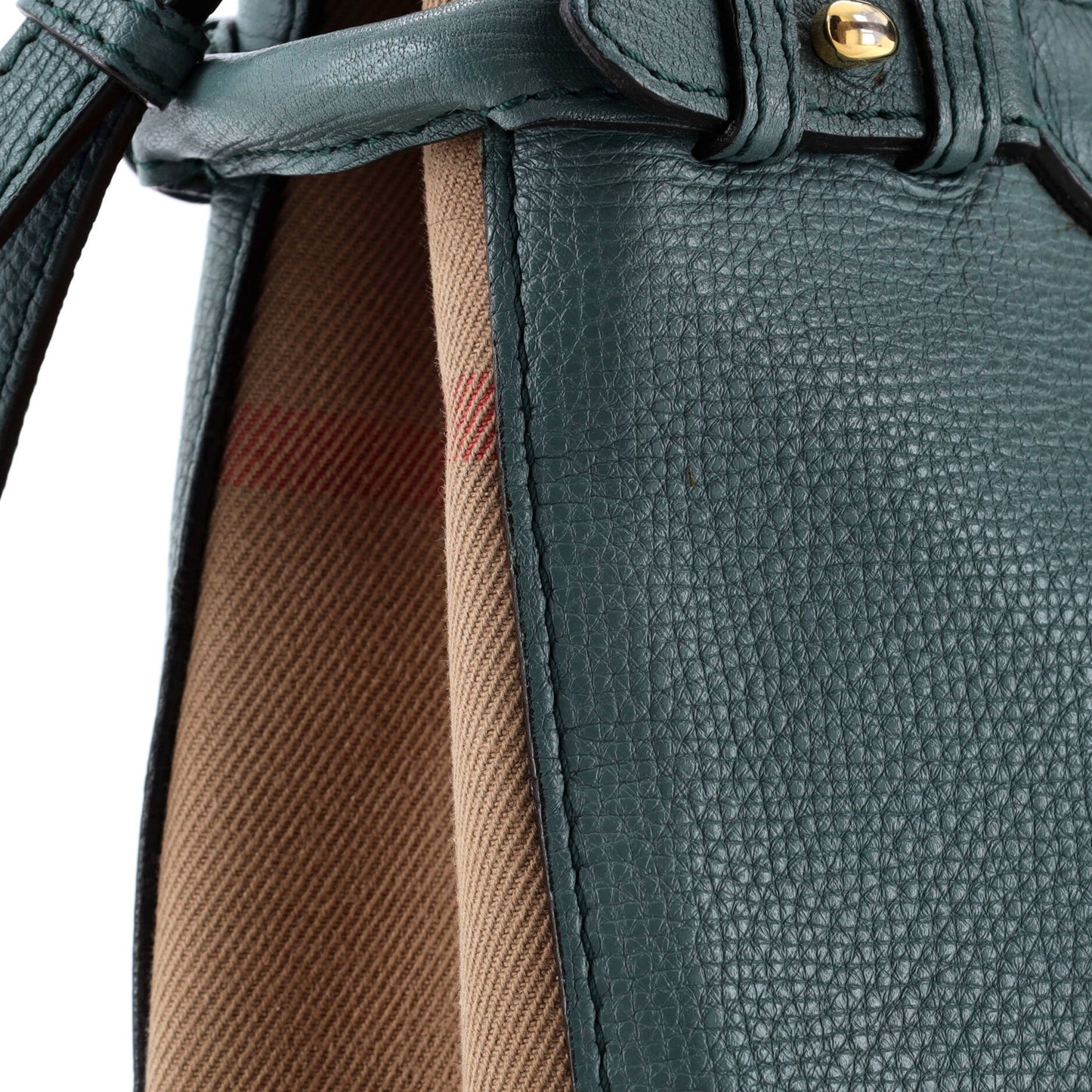 Burberry Banner Tote Leather And House Check Canvas Small