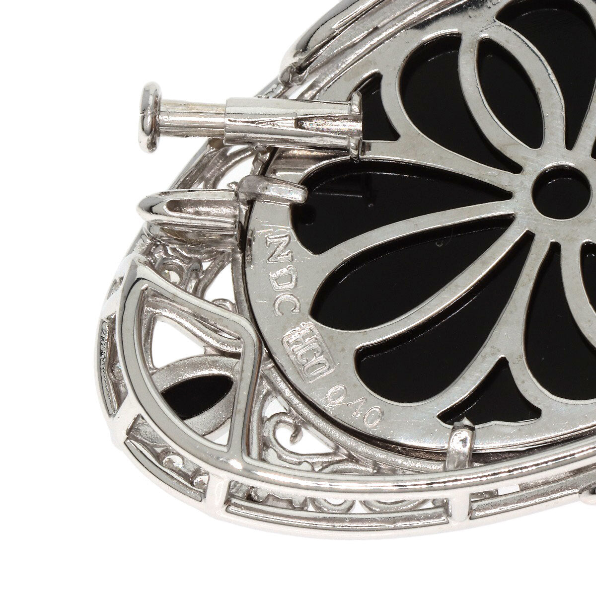 0.4Ct Agate Cameo Diamond Brooch Platinum Pt950