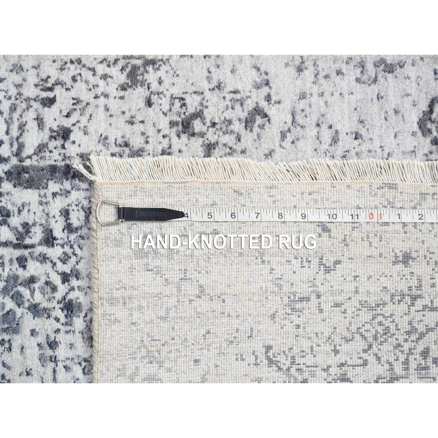 2'6"X5'10" Wool/Silk Hand Knotted Gray Erased Farsian Design Runner Rug
