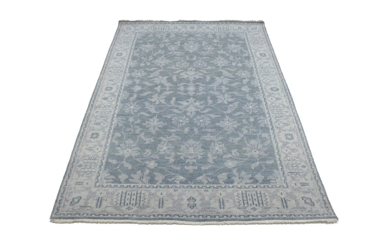5X8 Ft Hand-Knotted Wool Area Rug Muted