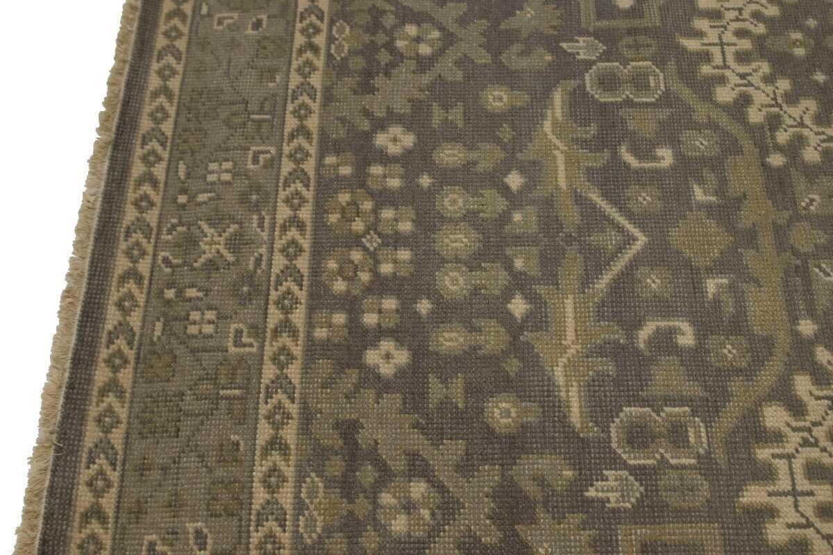 Handmade Brown Floral Oriental Rug Transitional