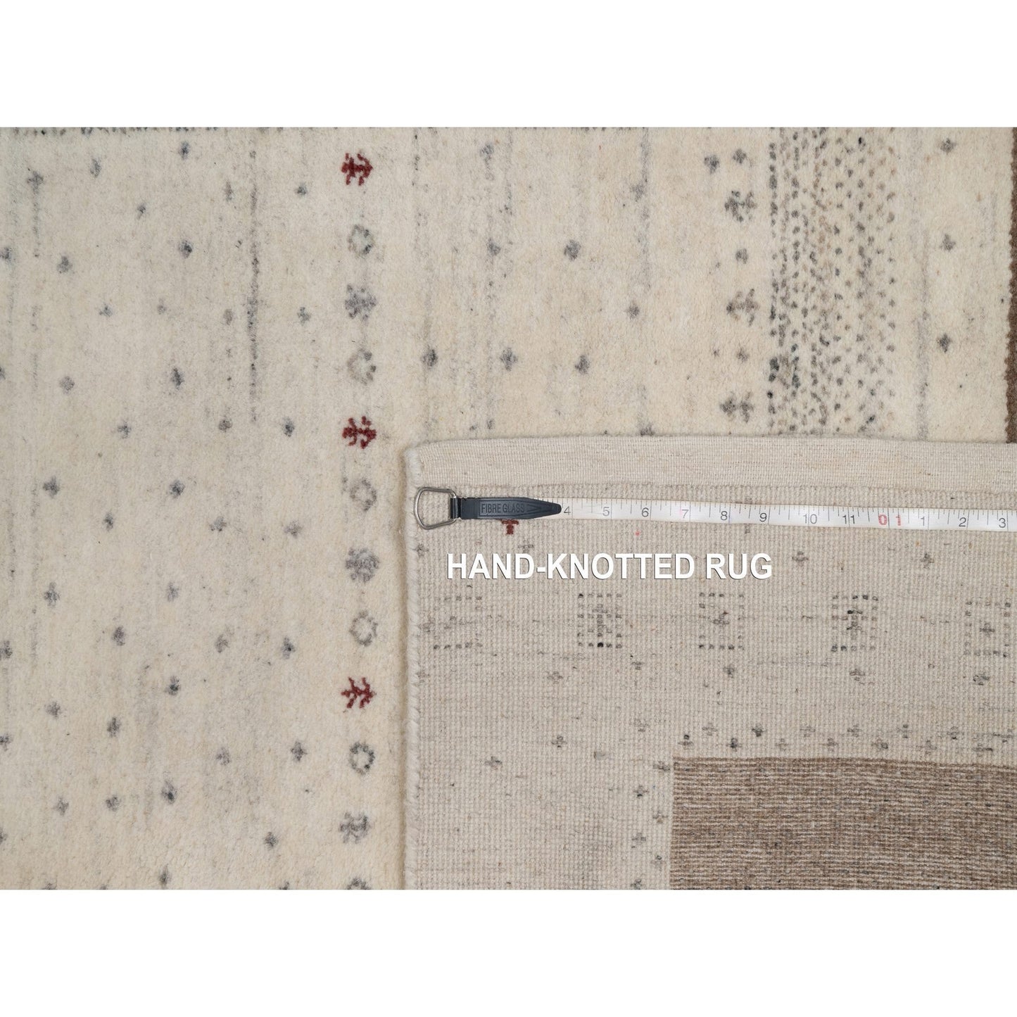 5'X7'10" Ivory Lori Buft Modern Striae Design Pure Wool Hand Knotted Rug