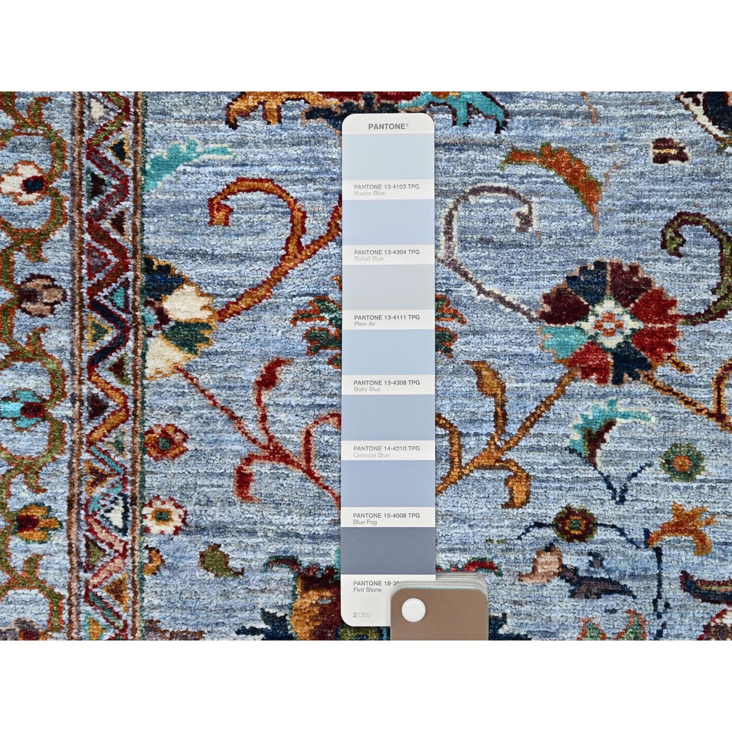 9'2"X12'4" Oxford Gray Wool Hand Knotted Sultani Pomegranate Design Rug