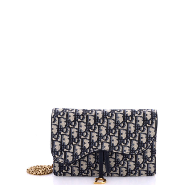 Christian Dior Saddle Chain Clutch Oblique Canvas