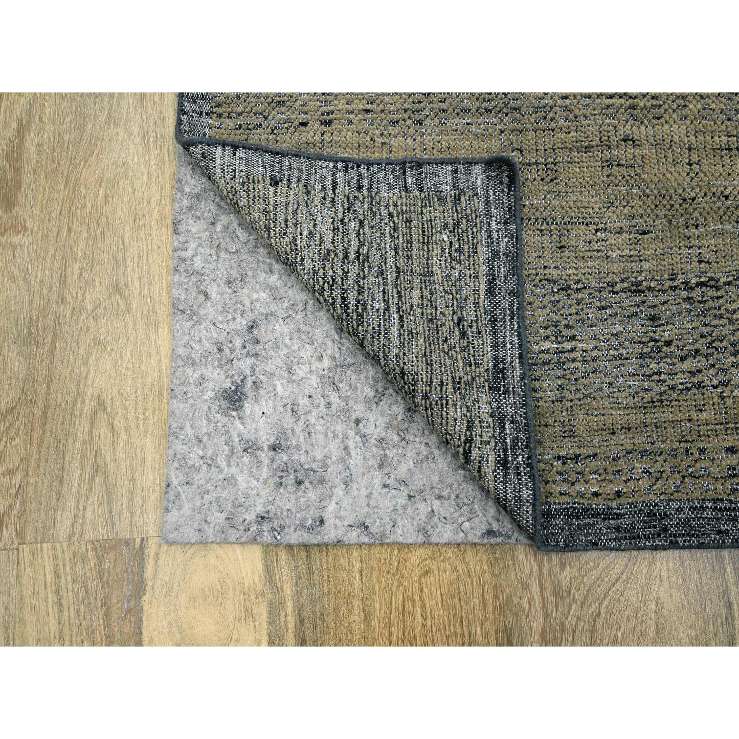 10'X14' Brown & Black Grass Design Hand Knotted Pure Wool Oriental Rug