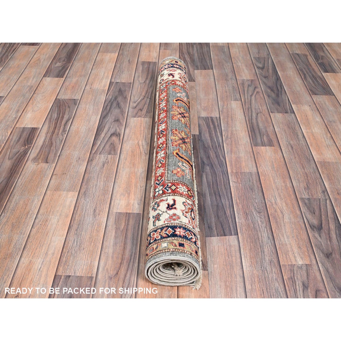 3'4"X5'1" Side Walk Grey Special Kazak Triple Medallion Oriental Rug