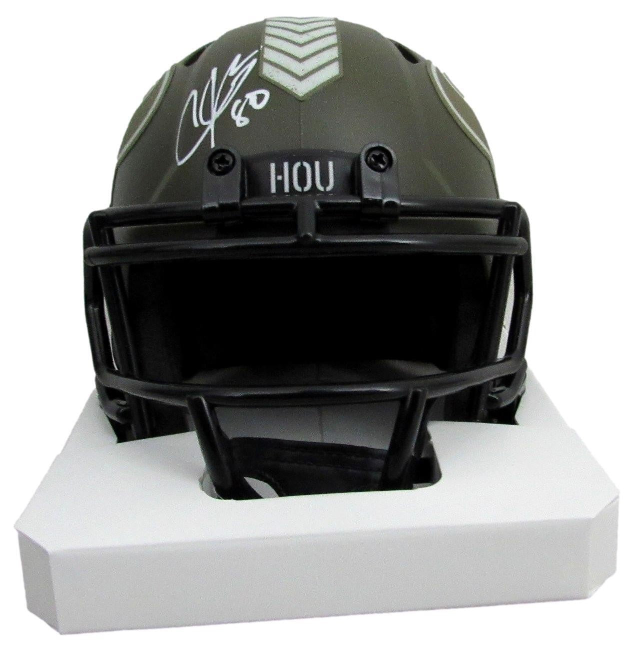 Andre Johnson Autographed Mini Salute To Service Helmet Houston Texans Jsa