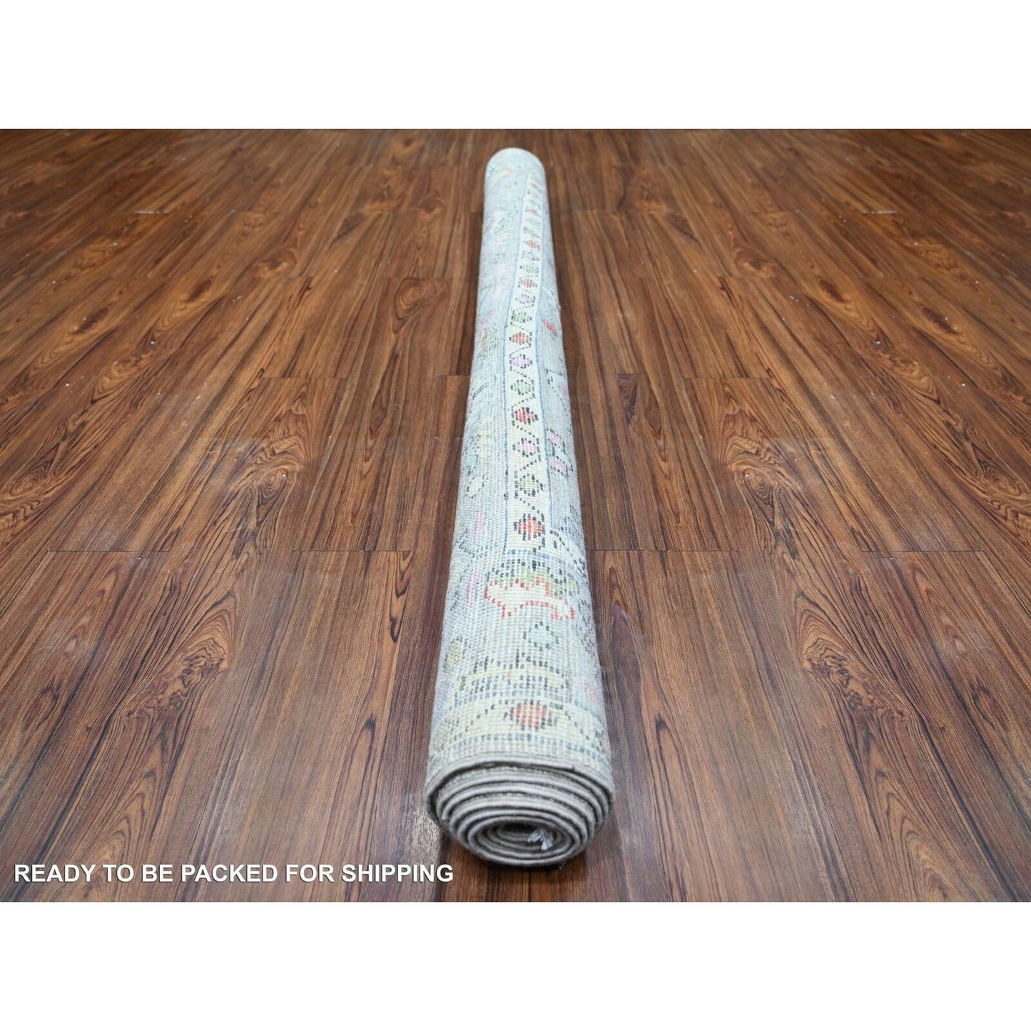 6'1"X9' Cloud Gray Afghan Angora Oushak Soft Wool Hand Knotted Rug