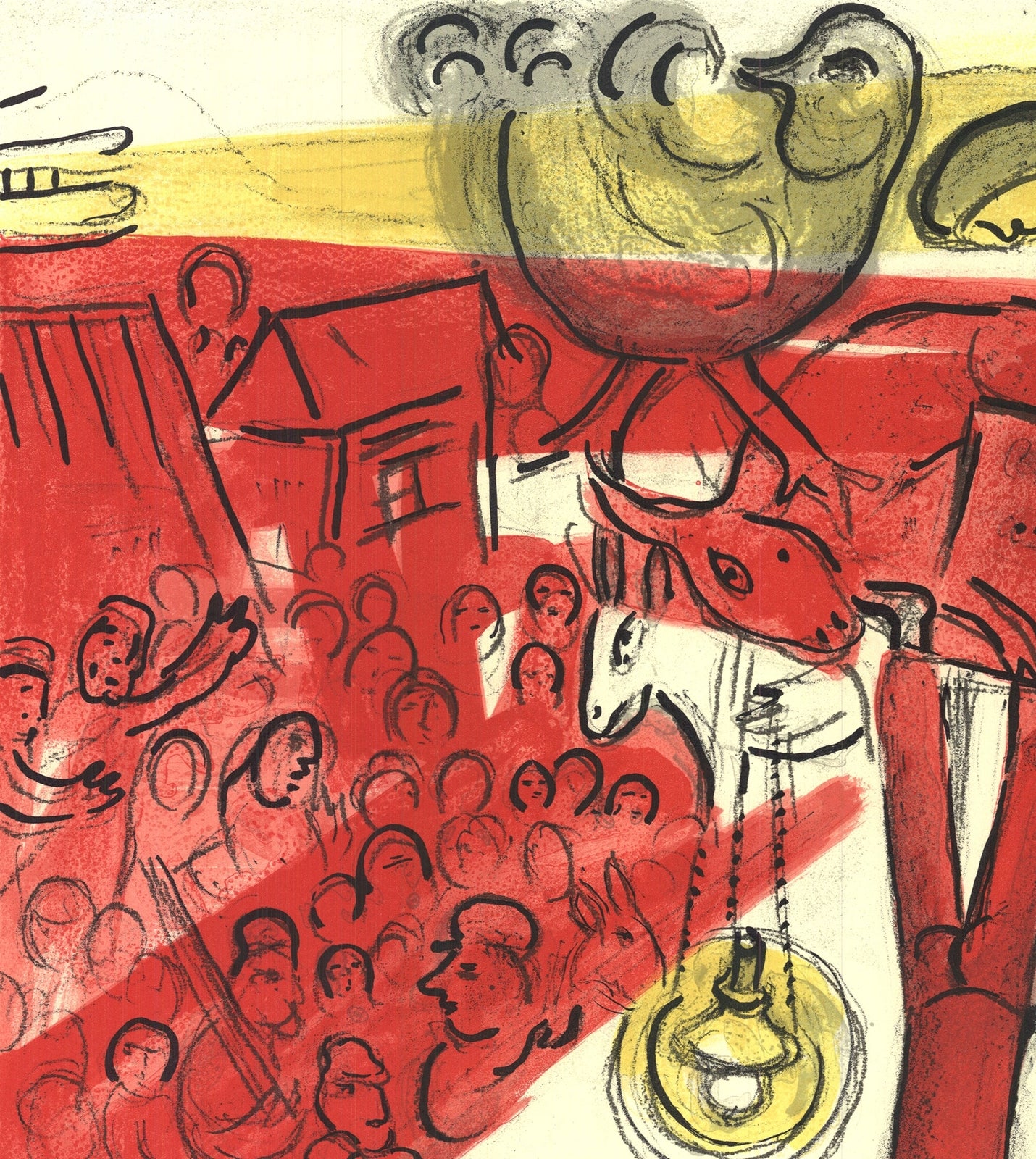 Marc Chagall The Revolution " Lithograph Modernism Red, Yellow